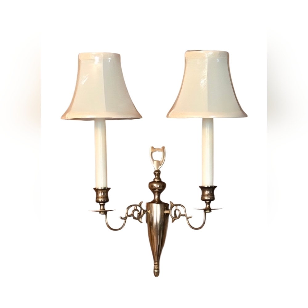 Solid Brass Double Arm Candle Wall Sconces, Set Of 2.